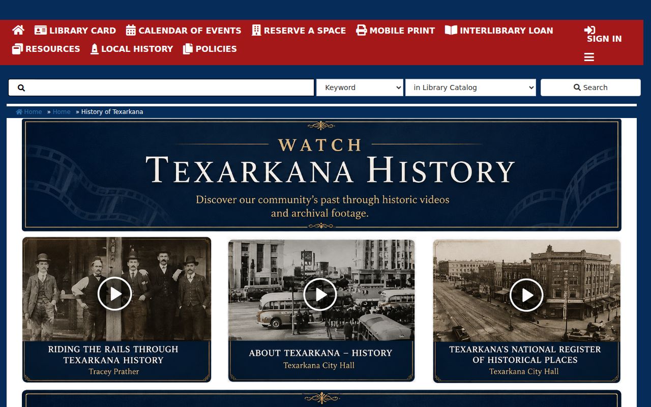 Texarkana city directory local-history collection at the public library
