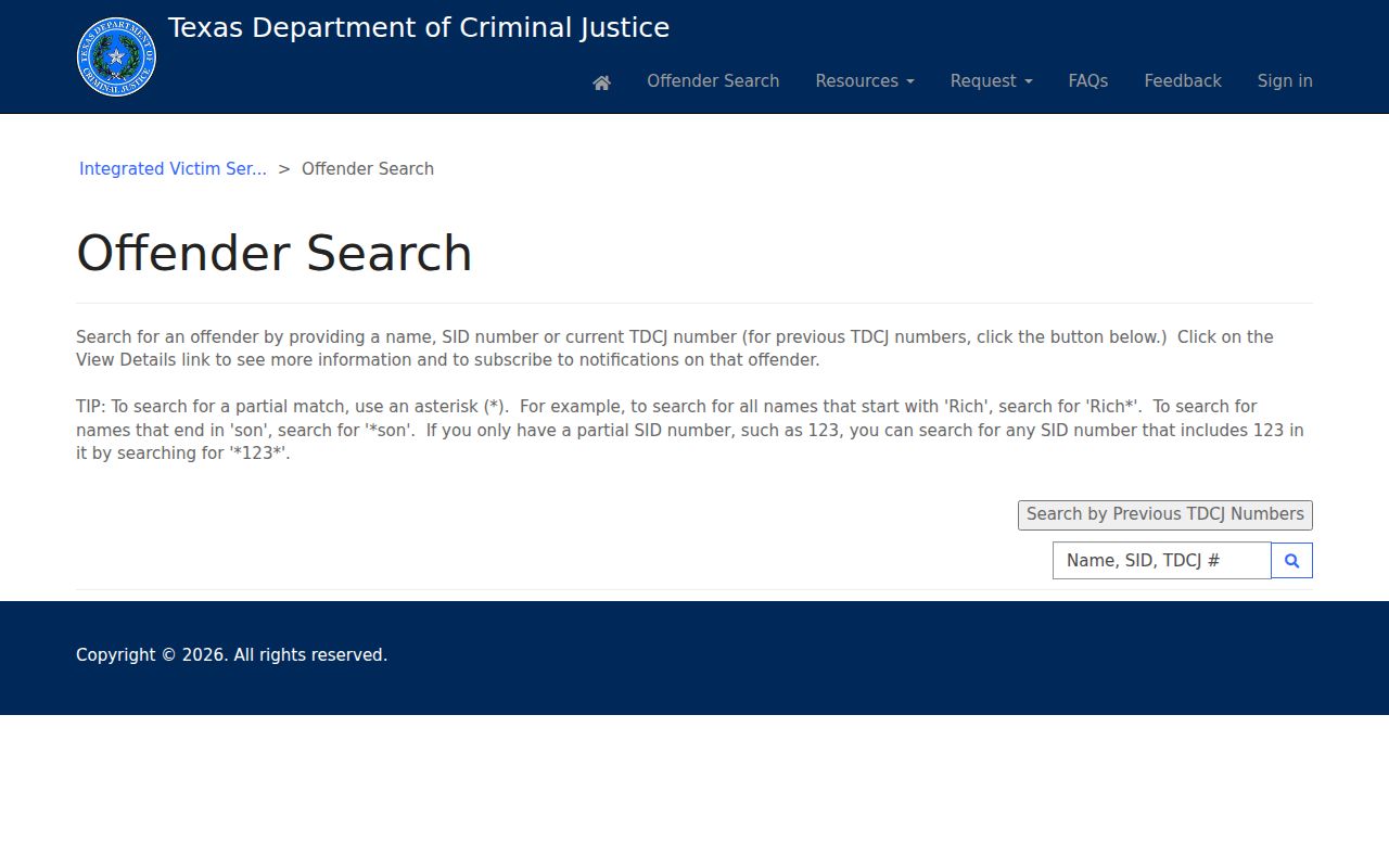 Texarkana residents directory Texas offender search controls
